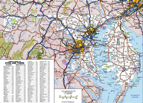 md map with cities|Large detailed map of Maryland with cities and towns.